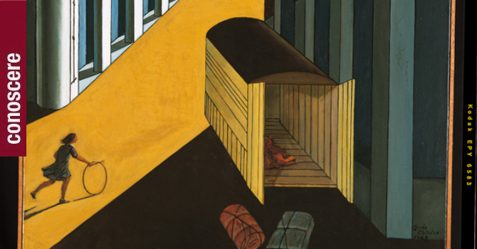 Giorgio de Chirico, Mistero e malinconia di una strada, fanciulla con cerchio Giorgio de Chirico, Mistero e malinconia di una strada, fanciulla con cerchio