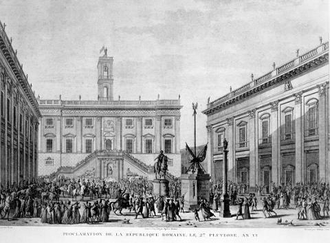 Jean Duplessi-Bertaux e Robert Delaunay, Proclamazione della Repubbica Romana sulla Piazza del Campidoglio, 1798
