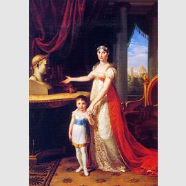 Pietro Benvenuti, Elisa Bonaparte, granduchessa di Toscana con la figlia Napoleona Elisa, 1809, olio su tela. Fontainbleau, Musée National du château